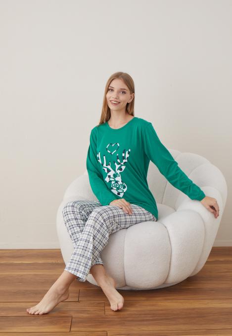 Pijama Dama Craciun ,maneca lunga ,pantaloni lungi,Engros